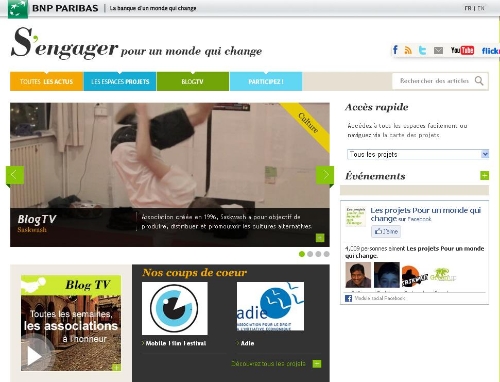 Copie d’écran du site internet pour un monde qui change