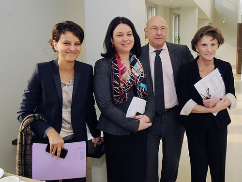 Les quatre ministres Michel SAPIN, Najat VALLAUD-BELKACEM, Sylvia PINEL et Michèle DELAUNAY, ©DICOM / Jacky D. frenoy
