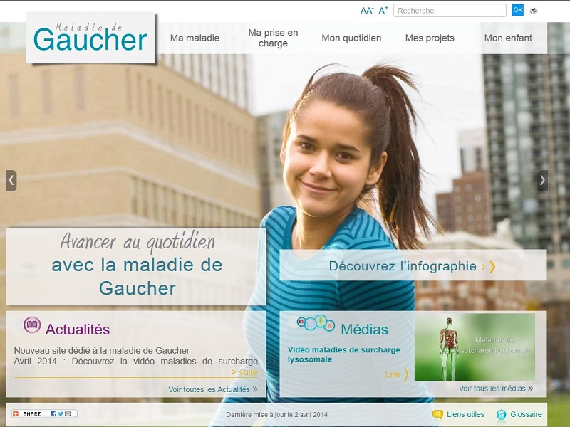 Page acceuil site maladie de gaucher