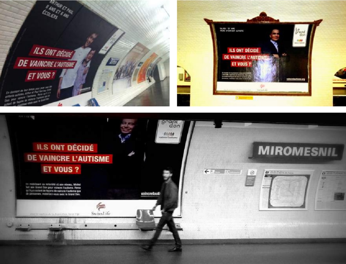 Campagne d'affichage dans le metro parisien Il ont decide de vaincre l autisme et vous