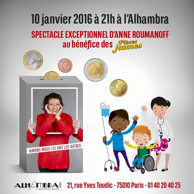 Affiche soiree exceptionnelle par Anne Roumanoff theatre de l Alhambra a Paris