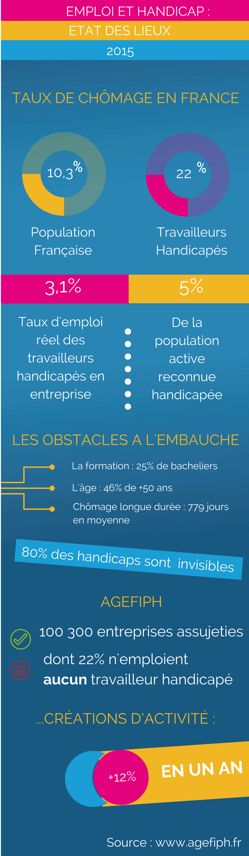 Graphique sur la situation de l emploi et du handicap en France en 2015