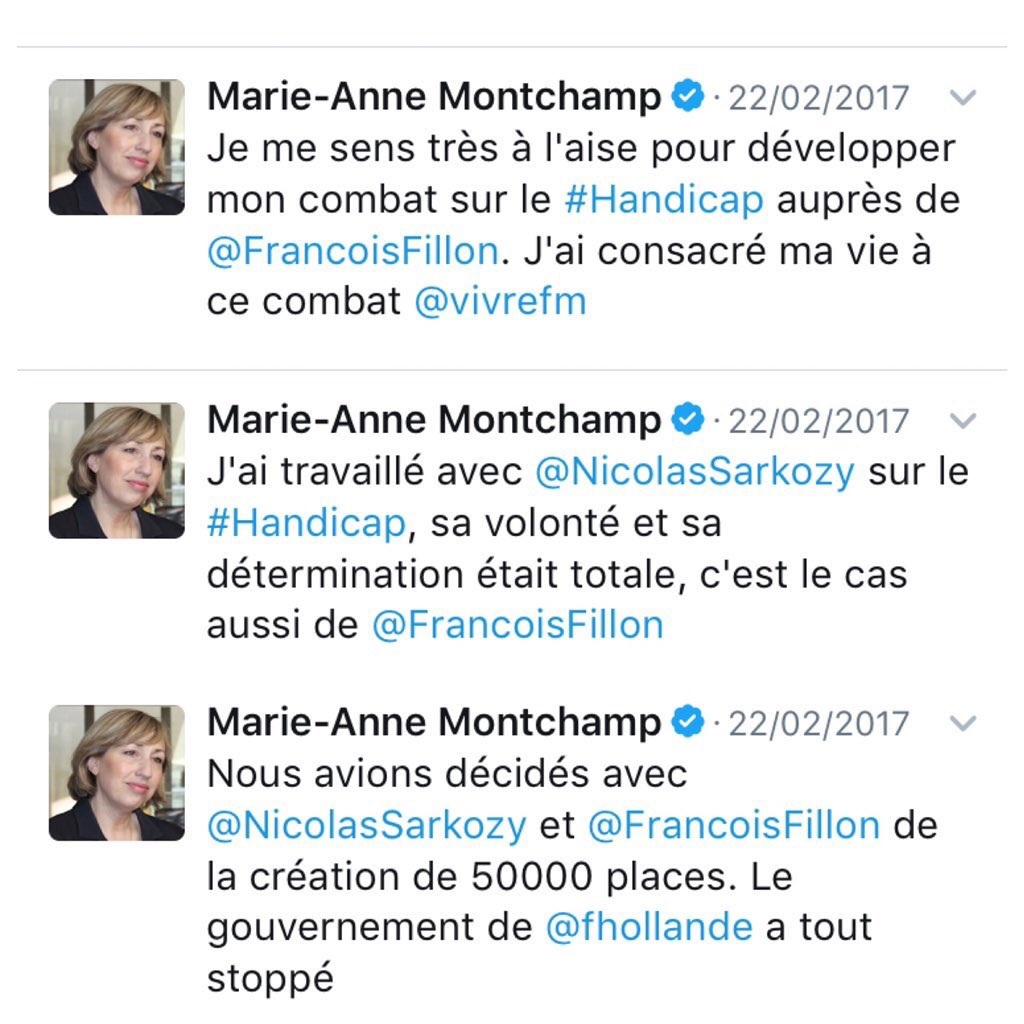 Image de twitte Marie Anne Montchamp qui prouve ses revirement permanent