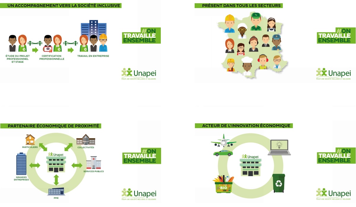 Les quatre autres logo de cette campagne OnTravailleEnsemble