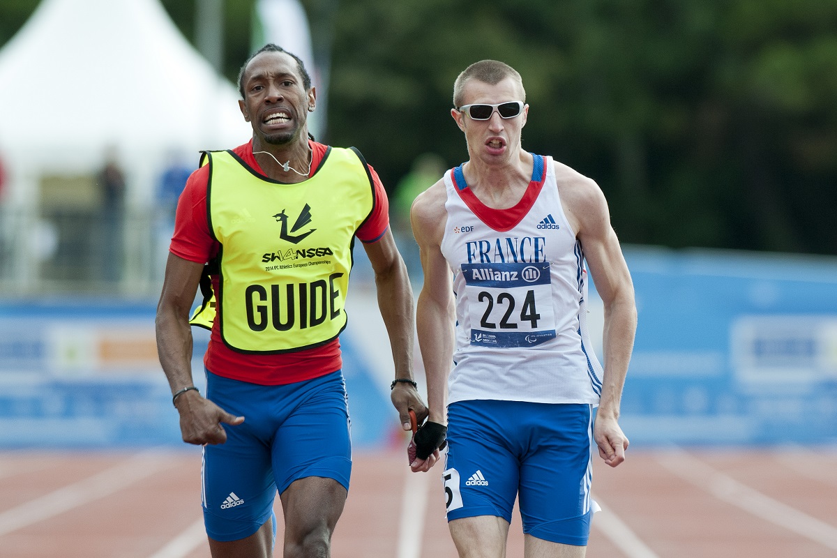 Timothee Adolphe et son guide Cedric Felip en 2014 a Lyon