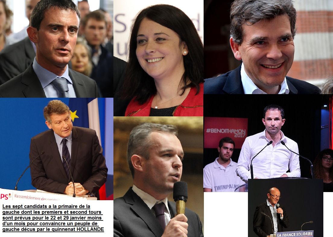 Les sept candidats des primaires de gauche qui ont lieu le 22 et 29 janvier 2017