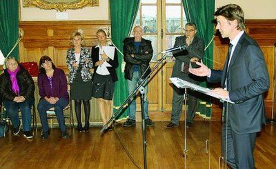Francois Baroin a la maire lors de son intervention a la Mairie de Troyes pour le renouvellement de la convention avec le FIPHFP