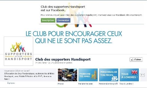 Copie d'&eacute;cran de la page du club des supporter handisport