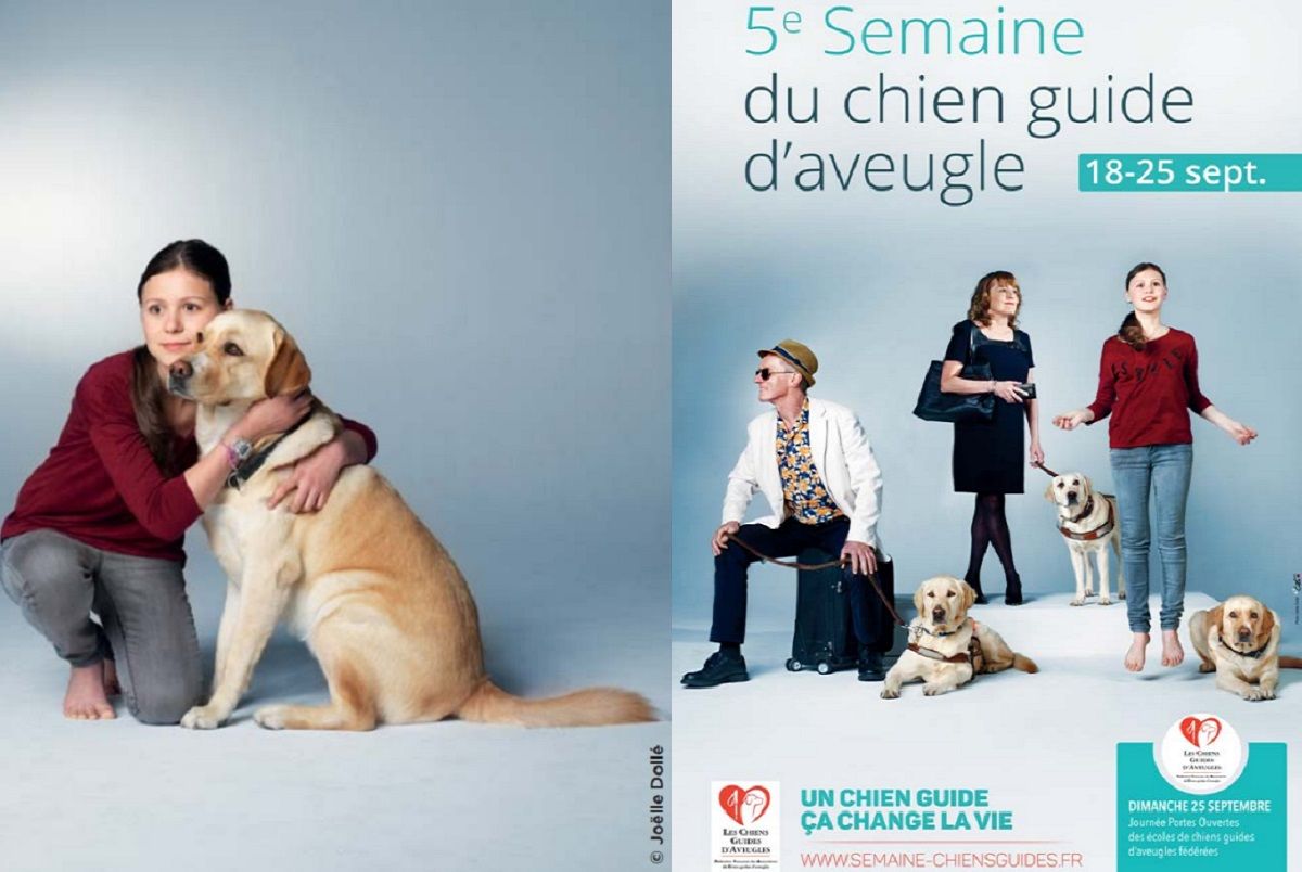 Semaine du chien guide d aveugle Anais collegienne de 13 ans a droite affiche de la semaine