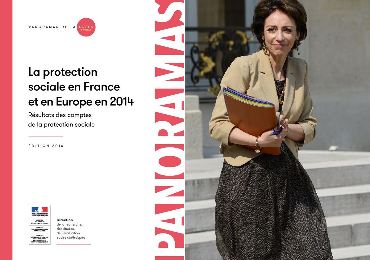 Couverture Panorama DREES La Protection sociale en France et Europe en 2014 Marisol TOURAINE