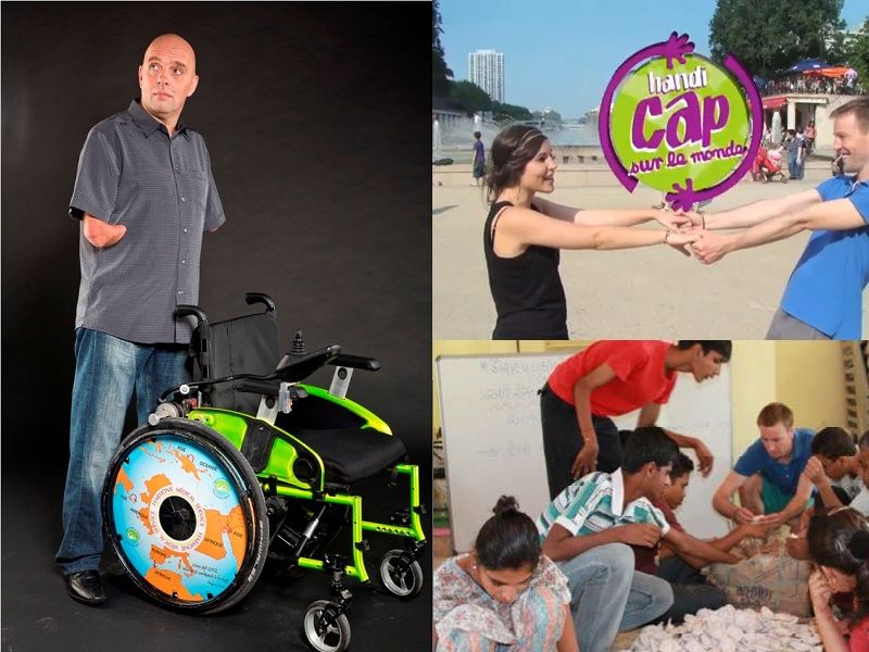 A droite de l'image Philippe CROIZON qui devient nouveau le parrain de l'association handi-cap sur le monde
