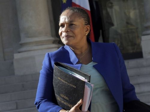 La Garde des seaux et ministre de la justice, Christiane TAUBIRA a la sortie d'un Conseil des ministres (Archives 2013)