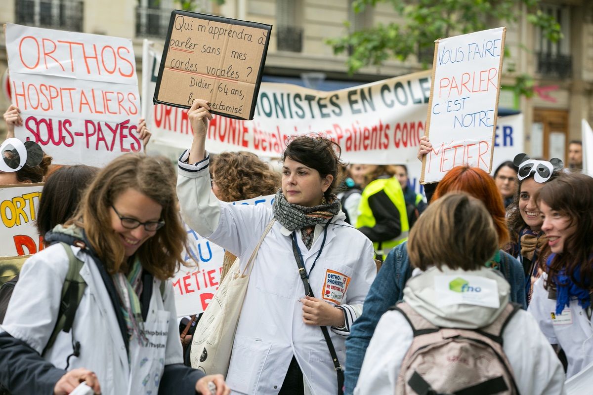 Manifestation de l inter syndicale des orthophonistes le 3 juin 2016