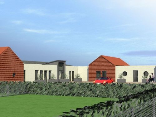 Vue partiel du futur Institut Médico-Educatif (IME) pour jeunes handicapés construit actuellement par le bailleur social ICF Habitat Sud-Est Méditerranée. Un IME situé en plein dans un quartier résidentiel ©DR