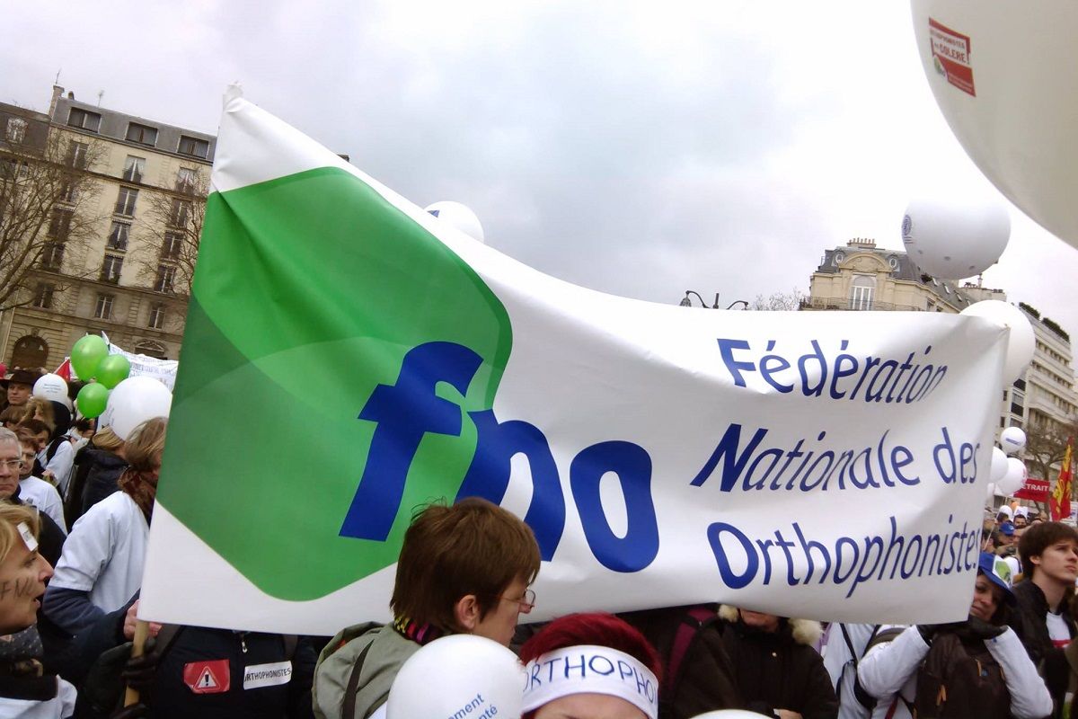 Le syndicat national des orthophonistes fno lors de la mobilisation nationale du 15 mars 2015