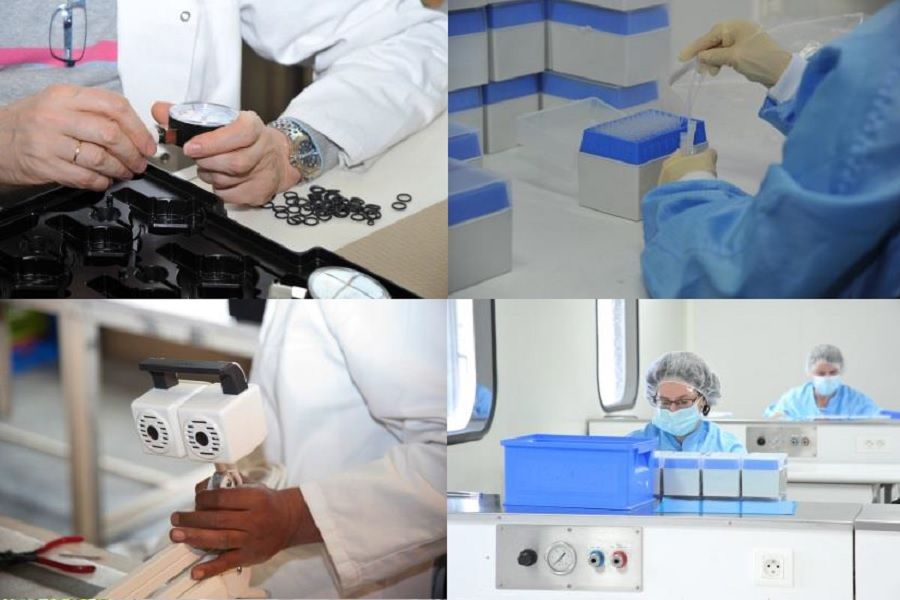 Quatre photos de differentes operations realisee au sein du plateau Tech air pole en atmosphere controlee