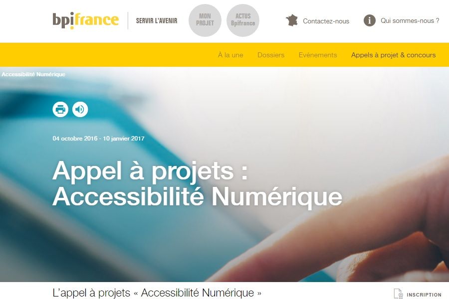 Page acceuil BIP pour le lancement du projet investissement numerique pour l accessibilite