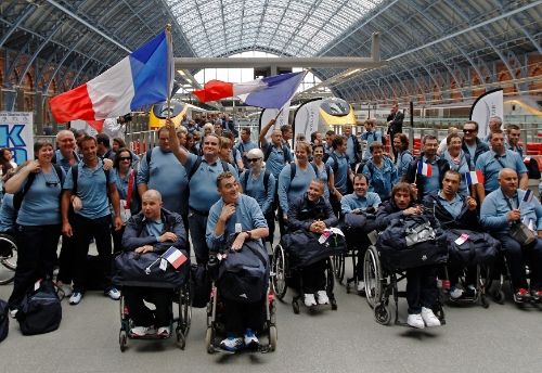 &eacute;quipe de France a son arrive a Londres