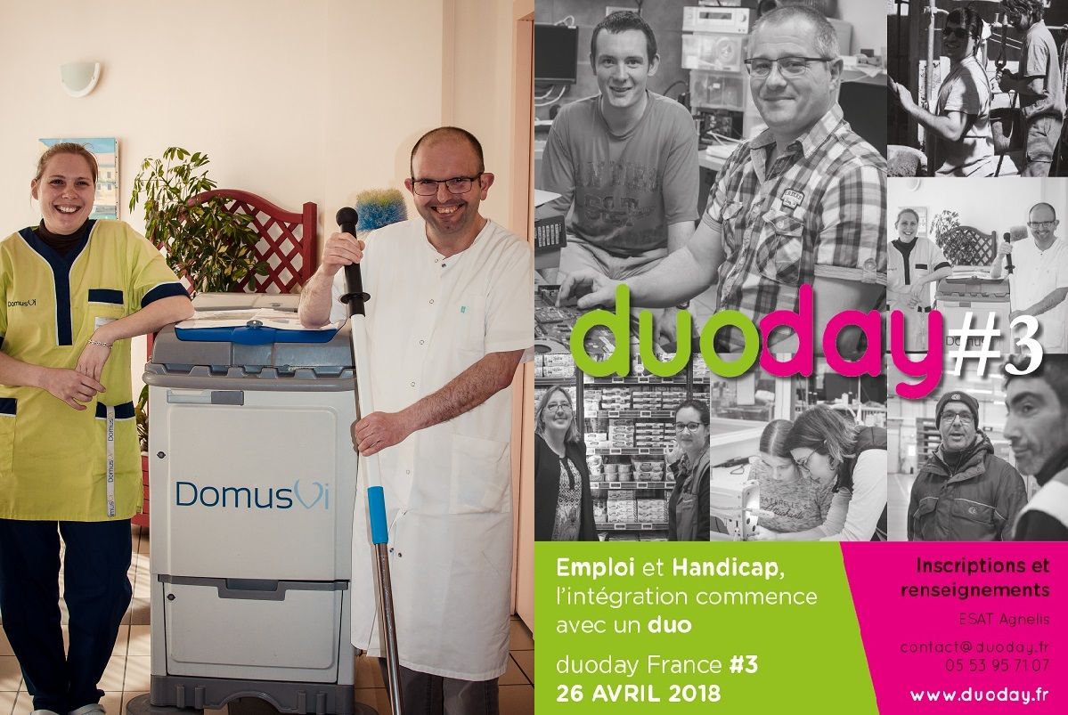 Duoday 2017 dans Lot et Garonne ici dans un établissement médico social a droite l'affiche duoday 2018