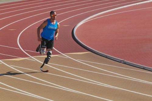 le sud-Africain Oscar Pistorius lors sprint le 20 0octobre 2011 ©2011 James Cassimus/Ossur