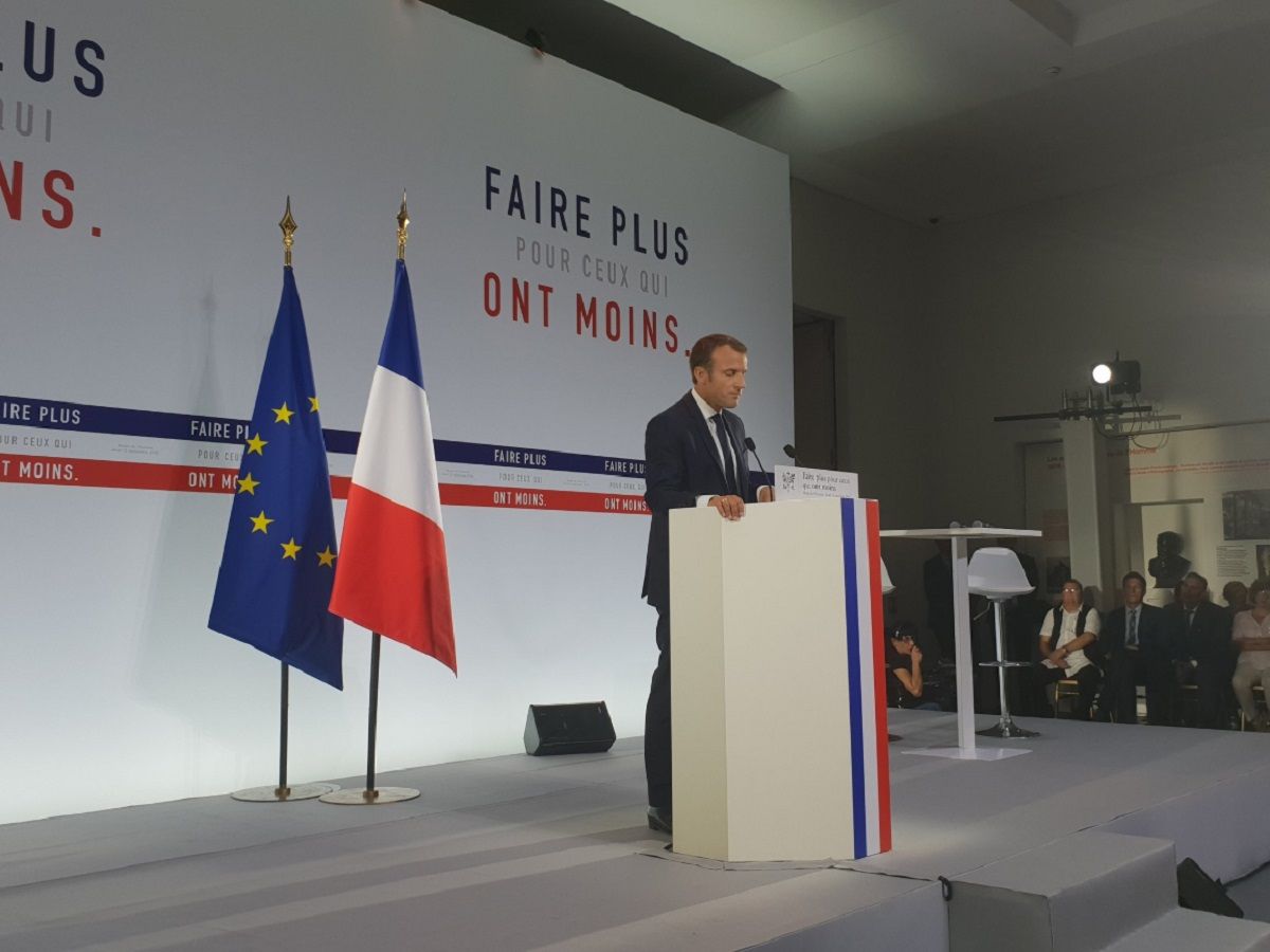 Le Chef de lEtat lors de la presentation de la Strategie de prevention et de lutte contre la pauvrete le 13 septembre 2018