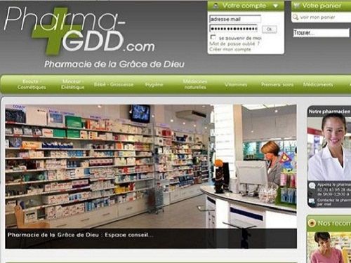 Page d'accueil d'une cyberpharmacie française