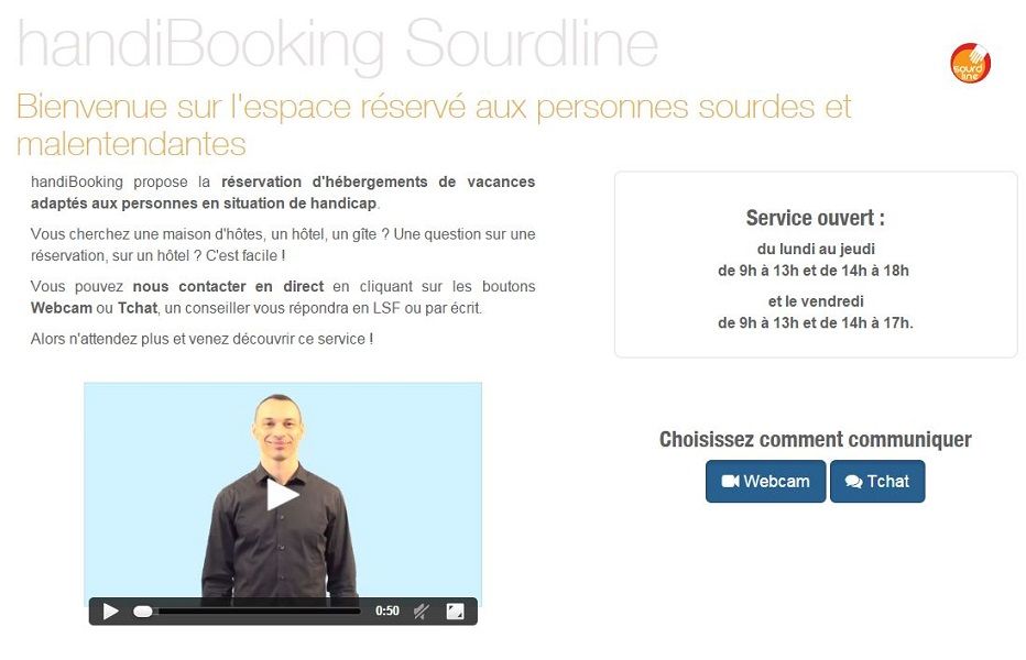 Page d acceuil du site Handi_Booking Sourdline