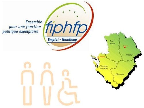 Logo du FIPHFP au cot&eacute; des quatres des d&eacute;partements composant la r&eacute;gion Poitou-charentes