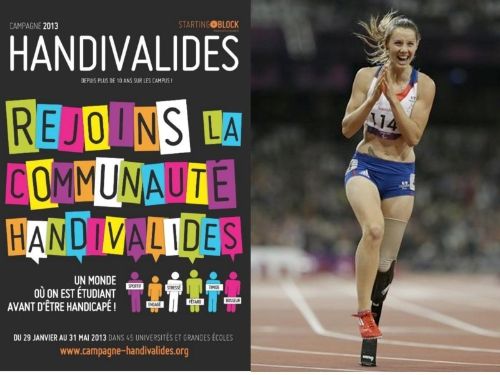 affiche handivalide 2012 et la marraine de cette édition tri championne paralympique au Jeux de Londres