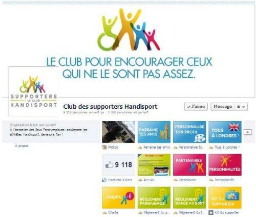 Page daccueil du club supporter jeux paralympique Londres 2012 pour le comit&eacute; handisport FHI